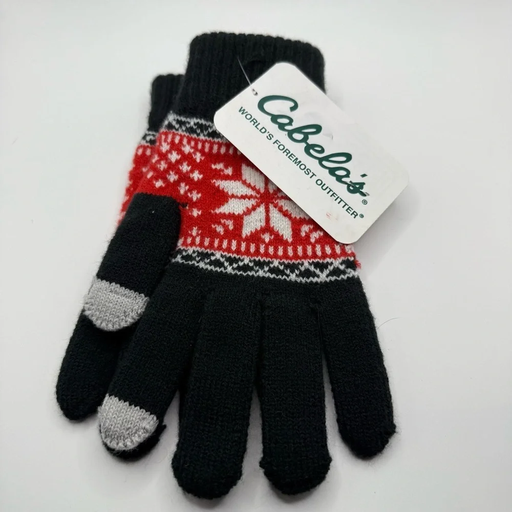 Cabela's Red and Black Knit Gloves